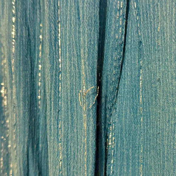 Mlle Gabrielle Blue Maxi Dress with Metallic Accents and Lace Inset, Size 2X - Picture 4 of 9